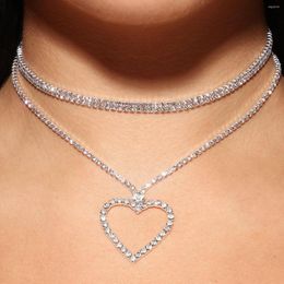 Pendant Necklaces Stylish Simple Peach Heart-Shaped Collarbone Necklace Wedding Dinner Rhinestone Jewellery Wholesale