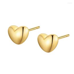 Stud Earrings ZHIXI Authentic 18K Yellow Gold Simple Heart Classic Engagement Gift 2023 Pure AU750 For Women Fine Jewellery E514