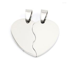Pendant Necklaces Couple's Split Heart Stainless Steel Lover's 2 In 1 DIY Jewellery Making Charms ID Tags Pendants Pcs