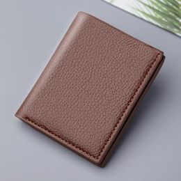 Wallets Simple Formal Business Faux Leather Men Wallet Thin Card Holder Solid Color Blocking Luxury Folding Stylish