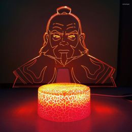 Night Lights Acrylic Avatar The Last Airbender Led Light For Kids Child Bedroom Decor Gift Table Lamp Iroh Figure Desk 3d