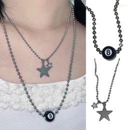 Chains Star Choker Punk Jewellery Black Pool Ball Pendant Necklace Women Goth Korean Fashion Stainless Steel Bead Chain