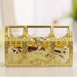 Gift Wrap 12pcs 9x5.2x5.5cm Creative Plastic Candy Box Wedding Vintage Boxes Chocolate Treat Party Favour (Golden)