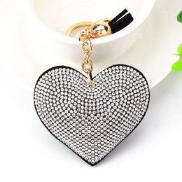 Keychains 2023 Heart Drilling Studded Leather Fashion Tassel Keychain Hanging Bag Wholesale