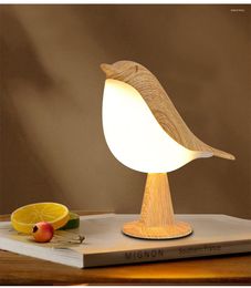 Night Lights 3 Colours Bedside Lamp Creative Touch Switch Wireless Bird Light Dimming Brightness USB Rechargeable Table Reading
