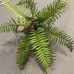 Decorative Flowers 1PC Artificial Plants Shrubs Fern Green Fake Tropical Leaves Hanging Plant Grass Small Wedding Porch Decor