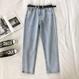 Women's Jeans Spring High Waist Women Fashion Harem Pants Ankle-Length Stretch With Belt StreetwearWomen's