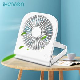 Fans iHoven USB Desk Fan Desktop Table Fan with Power Bank 4800mAh Portable Mini Fan for Office Travel Air Cooling Cooler Fans