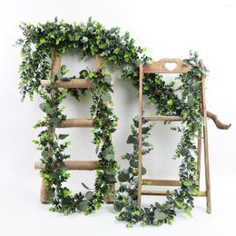 Decorative Flowers Simulation Eucalyptus Leaf Vine Fake Green Plant Suspended Ceiling Water Pipe