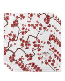 Table Napkin 4pcs Plum Red Flower Square Napkins 50x50cm Party Wedding Decoration Cloth Kitchen Dinner Serving