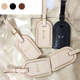 Excellent Quality kee pall luggage bag tag Classical Real Leather Personalised custom stamp travel bags label stamping ini242W