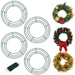 Decorative Flowers 4pcs Wall Round Home Metal Wire Form DIY Craft Party Year Making Supplies Christmas Rings Wreath Frame Wedding Hanging