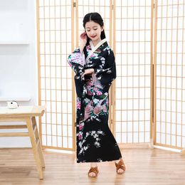 Ethnic Clothing Child Novelty Cosplay Floaral Dress Dance Costumes Japanese Baby Girl Printing Kimono Children Vintage Yukata Kid Robe