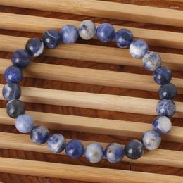 Strand On Sale! Natural Stone Bracelet Bangle 8mm Blue Stripes Beads Charm Men Women Fashion Jewellery Approx 19cm