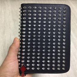 Long Style Panelled Spiked Clutch Women's Patent Leather Mixed Colour Rivets bag Clutches Lady Long Purses with Spikes298P