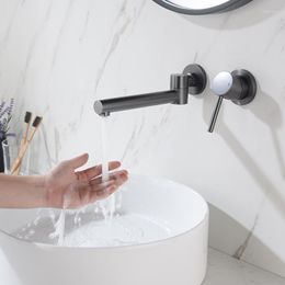 Bathroom Sink Faucets Simple Fashion Brass Faucet Wall Mounted Cold Water Basin Tap High Quality Single Handle Rotatable Nozzle