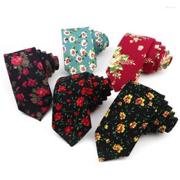 Neck Ties Necktie Fashion Cotton Vintage Floral Printed Classic Colorful Flower Lovely Mens Skinny Designer Handmade Gift Tie