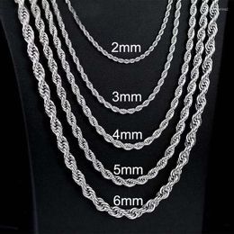 Chains 2mm Width Stainless Steel Silver Plated Men Women French Twist Chain Necklace Length 41/46/51/56/61/66/71/76cm Neck Jewelry