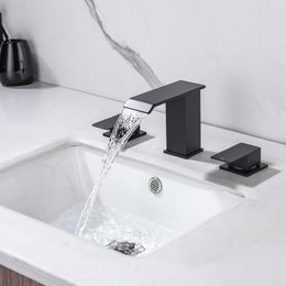 Bathroom Sink Faucets Black Basin Faucet Deck Mounted Cold Single Handle Bathtub Split Washbasin Mixer Taps Three Piece Set