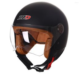 Motorcycle Helmets BLD Matte Black Open Face Helmet With Lens Summer Japan Korea Retro Electric Scooter Riding Jet Casque Moto