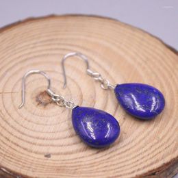 Dangle Earrings Natural Lapis Lazuli For Women Sterling Silver 925 Hook Raindrop Blue Gemstone Jewelry Gift 38 13mm