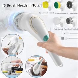 Cleaning Brushes 5 In 1 Multifunction Handheld Electric Brush For Shoes Usb Rechargeable Waterproof Kitchen Dishwashing Tool 230512