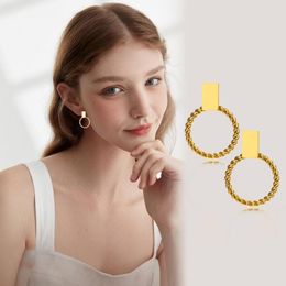 Backs Earrings Twisted Rope Heart Stud For Women Dainty Stainless Steel Dangle Ear Charm Square Hoop Huggie Party Jewellery