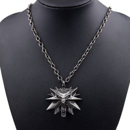 Coole Vintage offene Mund Wolf Kopf Anhänger Halskette Witcher Wild Hunt Medaillon Tier Schmuck Zubehör für Männer Jungen