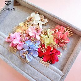 Hair Clips & Barrettes &BYX Combs For Women Pretty Flower Gold Colour Wedding Party Beach Handmade Girl's Accessories Bridal Jewellery 3157