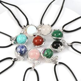 Pendant Necklaces Natural Stone Necklace Turquoise Aventurine Rope Chain Lizard Ball Healing Crystals Charms For Women