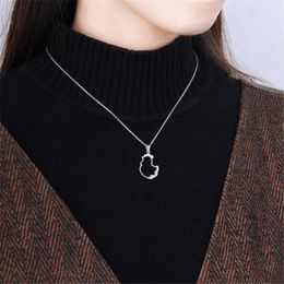 Chains Creative Fashion Silver Plated Jewellery Cute Chick Temperament Animal Zircon Clavicle Chain Pendants Necklaces For Women