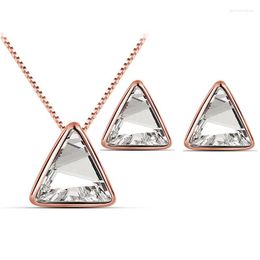 Necklace Earrings Set Fashion Crystal Korean Charms Triangle Jewellry Wholesale _ On The Roof Of Secret