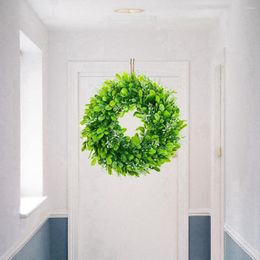 Decorative Flowers Artificial Boxwood Wreath Handmade Green Leaves Garlands Party Home Decor