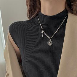 Pendant Necklaces Little Horse Coin Necklace Winter Stackable Simple Design Personality Fashion Sweater Chains Women Jewellery Wholesale