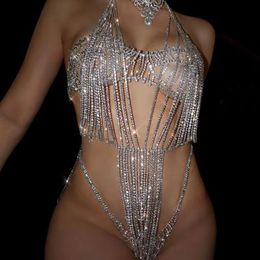 Designer Rhinestone shining claw chain Body chain set Performance Wear sexy Chest Chain Panties nightclub style fashion dress show bra T-back Jewellery 1162