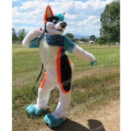 halloween Long Furry Wolf Husky Mascot Costume Cartoon Character Outfits Suit Adults Size Christmas Carnival Party Outdoor Outfit Advertising Suits