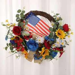 Decorative Flowers Idyllic Fourth Of July Wreaths Patriotic American Handmade Memorial Day Holiday Artificial In A Vase