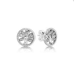 Sparkling Family Tree Stud Earrings for Pandora Real Sterling Silver Party Jewellery designer Earring Set For Women Sisters Gift Luxury earring with Original Box