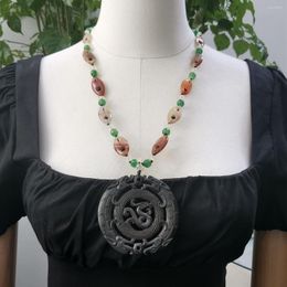 Pendant Necklaces Lii Ji Mutil Colour Necklace 55cm Green Orange Agates Jades Women Stock Sale Jewellery