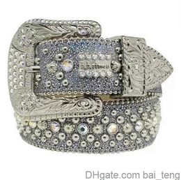 Luxury Designer Bb Belt Simon Belts for Men Women Shiny diamond belt Black on Black Blue white multicolour with bling rhinestones as gift 2023 bai08 1x