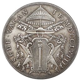 Italian states 1758 1 Scudo - Clement VIII Sede Vacante Silver plated Copy Coins
