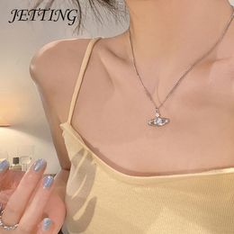 Gold Color Necklace Artificial Chokers Necklace Woman Planet Bridal Wedding Necklaces Link Chain Pendant Girls Jewelry