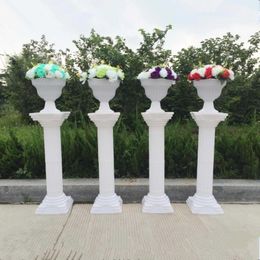 2pcs Fashion Wedding Props Decorative Roman Columns White Plastic Pillars Flower Pot Road Lead Stand Party Event