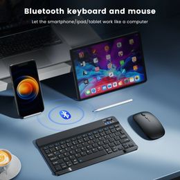 Bluetooth 무선 키보드 및 마우스 미니 iPad 키보드 스페인어 러시아 키카 랩 태블릿 iPad Pro 용 10 인치 12 9 Air 4 S6 Lite