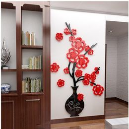 Wall Stickers Chinese Style Plum Blossom Bedroom Living Room Porch Decals Classical Decoration Acrylic Art Wallpaper Mural