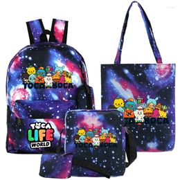 Backpack Toca Life World 5pcs/set School Student Large Capacity Schoolbag Cute Cartoon Tote Bag Coin Purse Children Pen Bags