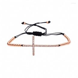 Charm Bracelets Top Brand Fashion Cross Men's Macrame Micro Pave CZ Beads Trendy Anil Arjandas Braiding RD-03