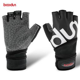 Boodun Men Women Half Finger Gym Gloves Crossfit Fitness Dumbbell Gloves Body Building Weight Lifting Wrist Sport Gloves for Muscu258p