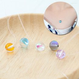 Pendant Necklaces 1PC Round Beads Necklace Charm Clavicle Chain Transparent Invisible Fish Line Jewelry Women Fashion Accessories