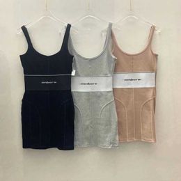 Summer Casual Dress Camisole dragkedja Wrap Hip Kjol Designer Letter Backless Sexig ärmlösa kvinnors kläder